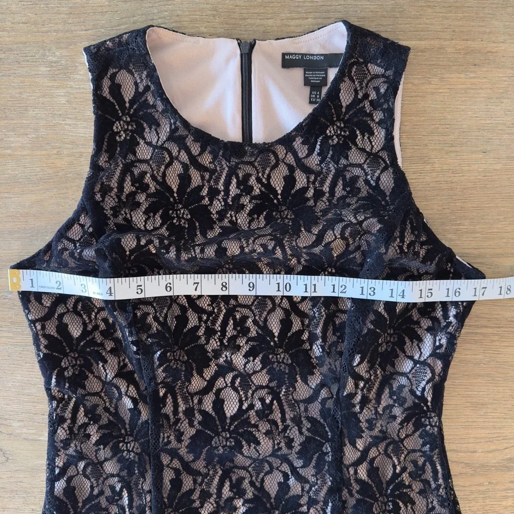 Maggie London Black Lace Fit & Flare‎ Lined Dress-Women's Size 4-Cocktail Dress
